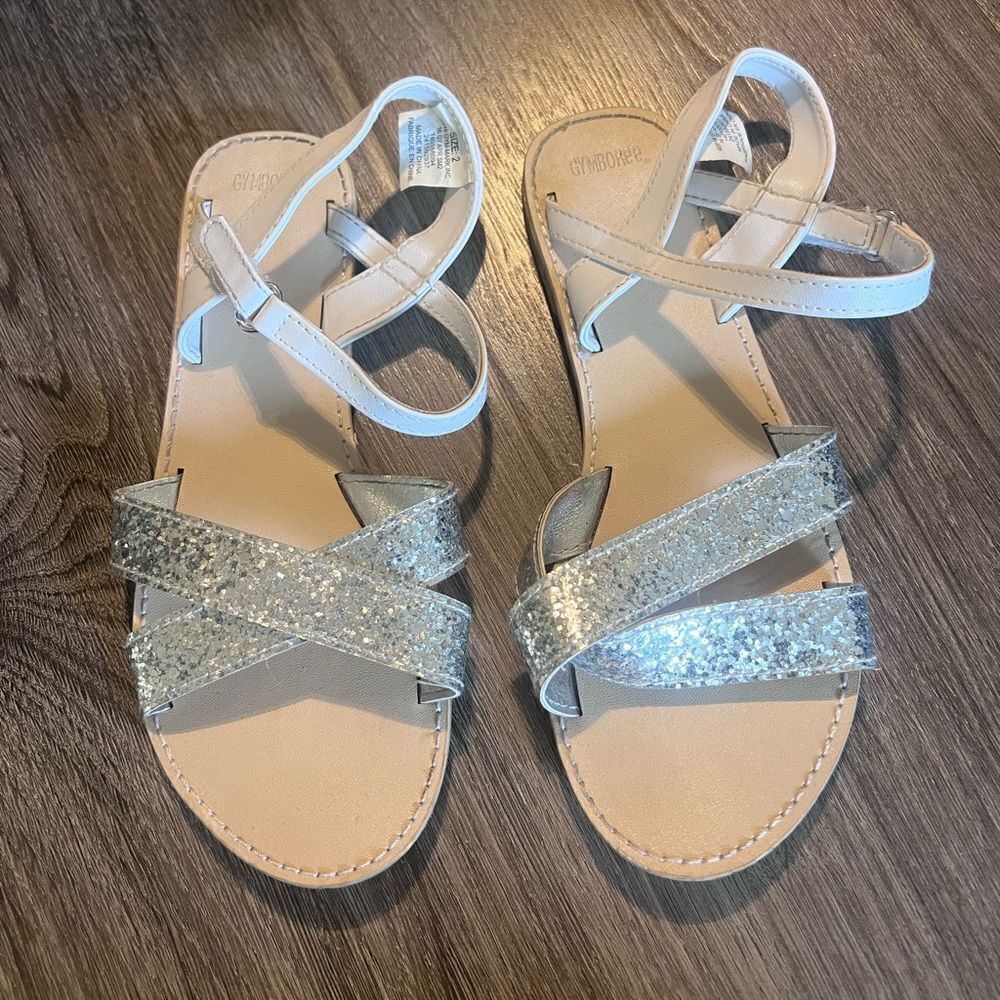 Gymboree white/silver sandals, Size 2